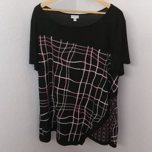 Avenue semi sheer black red and white blouse